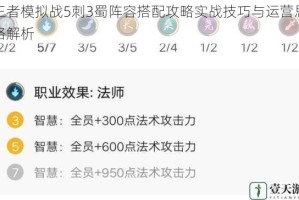 王者模拟战5刺3蜀阵容搭配攻略实战技巧与运营思路解析