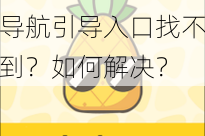 为什么大菠萝福建导航引导入口找不到？如何解决？