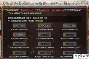 天天传奇购买系统玩法攻略与内容详解新手必看指南