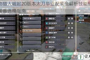 怪物猎人崛起20版本太刀毕业配装全解析技能搭配与装备选择指南