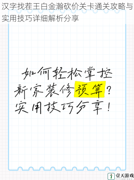 汉字找茬王白金瀚砍价关卡通关攻略与实用技巧详细解析分享