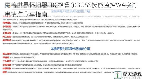 魔兽世界怀旧服TBC格鲁尔BOSS技能监控WA字符串精准分享指南