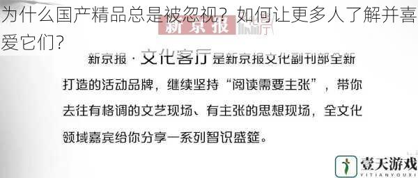 为什么国产精品总是被忽视?如何让更多人了解并喜爱它们?