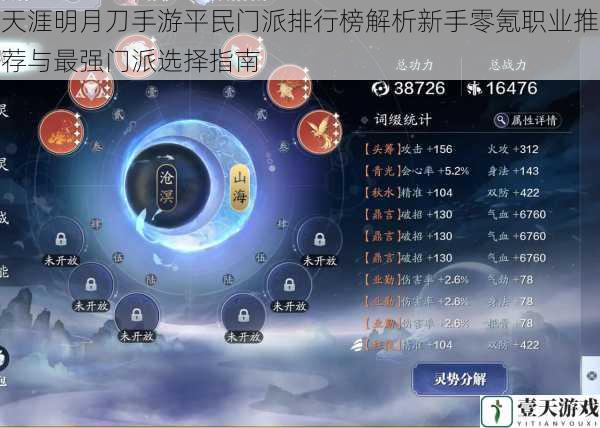 天涯明月刀手游平民门派排行榜解析新手零氪职业推荐与最强门派选择指南