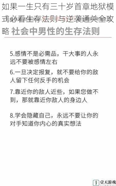 如果一生只有三十岁首章地狱模式必看生存法则与逆袭通关全攻略