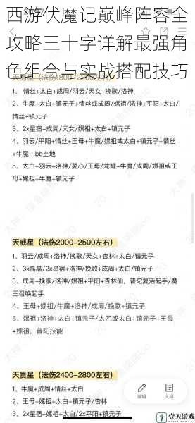 西游伏魔记巅峰阵容全攻略三十字详解最强角色组合与实战搭配技巧