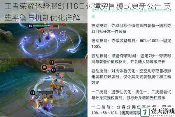 王者荣耀体验服6月18日边境突围模式更新公告 英雄平衡与机制优化详解