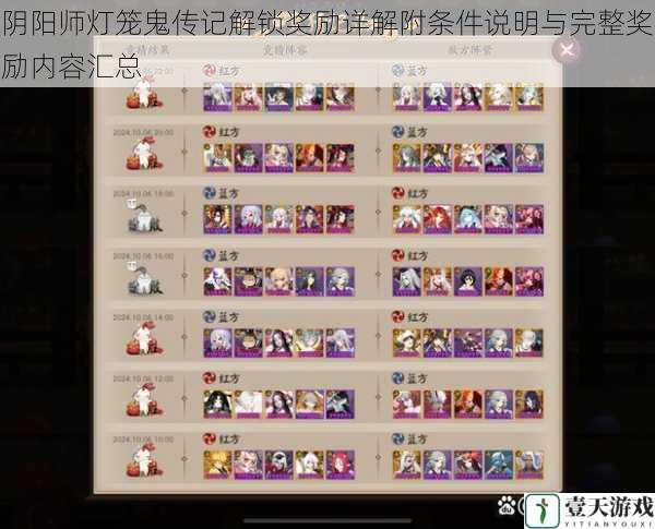 阴阳师灯笼鬼传记解锁奖励详解附条件说明与完整奖励内容汇总