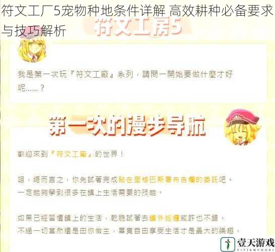 符文工厂5宠物种地条件详解 高效耕种必备要求与技巧解析